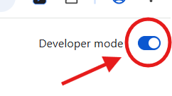 Developer mode toggle switched on