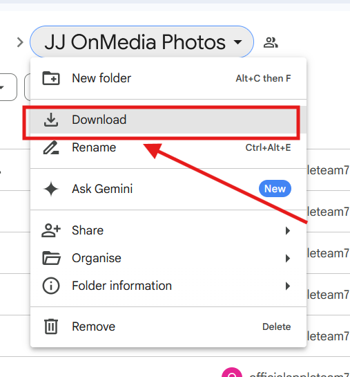 Download option highlighted in a file menu